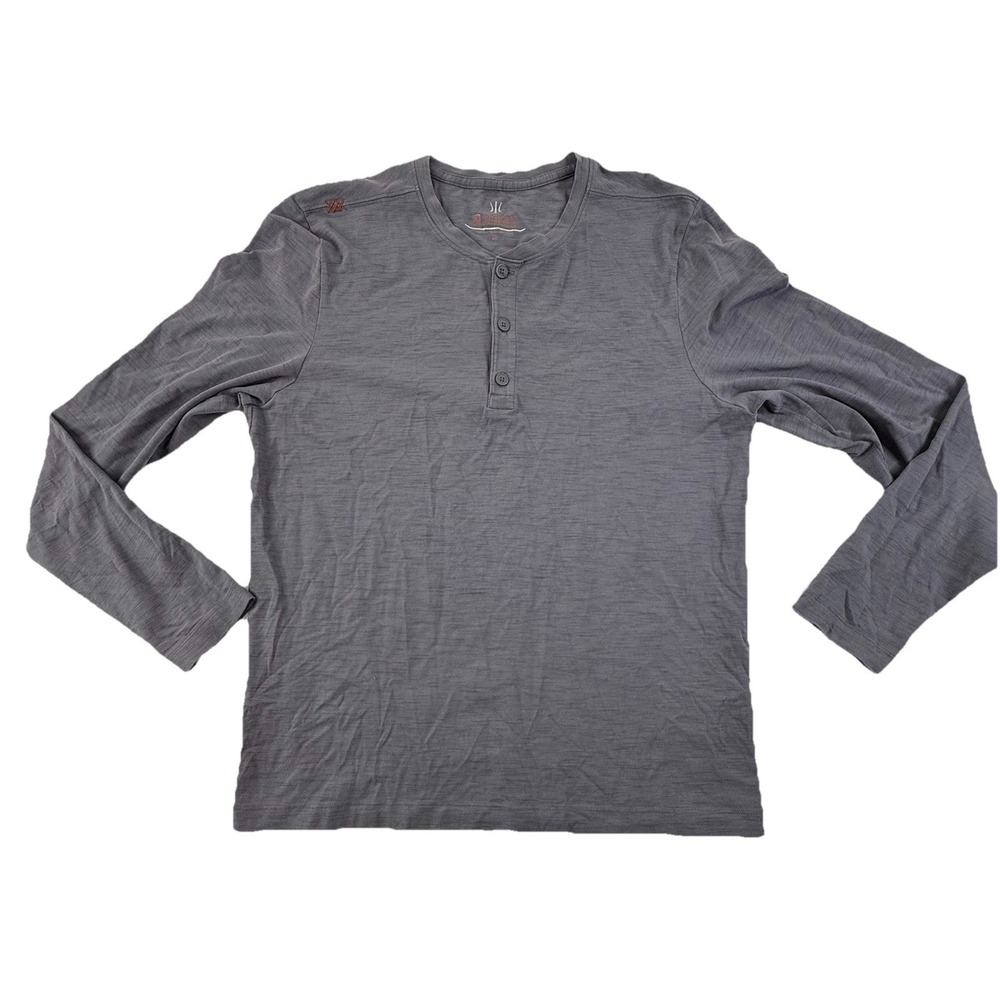 Rhone Long Sleeve Henley Shirt Heather Gray Mens Medium Stretch Pima Cotton